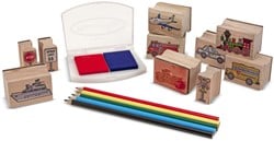 Melissa & Doug set de tampons en bois véhicules jouet créatif
