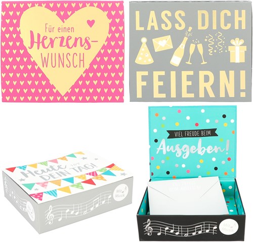 Depesche boîte cadeau argent avec musique et enveloppe - or rose