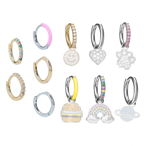 Depesche boucles d'oreilles bijoux enfant - boucles rondes colorées argent-3
