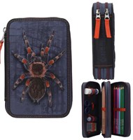 Depesche Adventure World trousse - 2 compartiments, araignée, bleu, fournitures scolaires