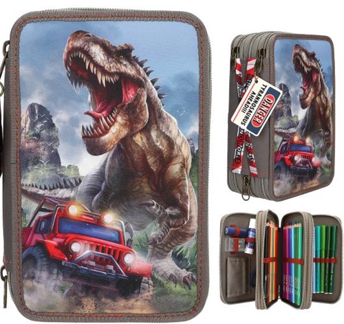 Depesche trousse dinosaure - trousse scolaire 3 compartiments NEW WORLD