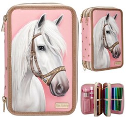 Depesche Miss Melody trousse 3 compartiments rose cheval classique remplie