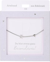 Depesche bracelet argenté avec pendentif E et cœur, bijou moderne