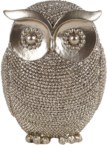 Van Manen sculpture hibou jouet décoration doré pailleté polystone