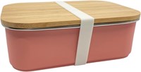 Smikkels boîte à lunch inox avec couvercle bambou rose 900ml enfant école-2