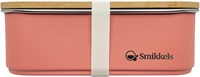 Smikkels boîte à lunch inox avec couvercle bambou rose 900ml enfant école