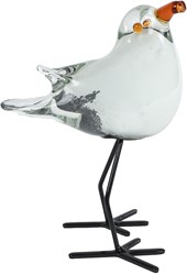 Van Manen sculpture jouet décoration Seagull verre blanc gris 12x8,5x16cm