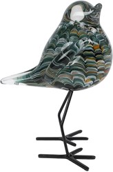 Van Manen sculpture décorative oiseau verre gris 11,5x8,5x16cm