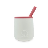 Smikkels gobelet enfant silicone - blanc rose - tasse paille bébé-2