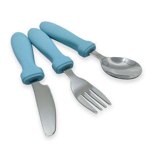 Smikkels - Couverts enfant en silicone 3 pièces - Bleu