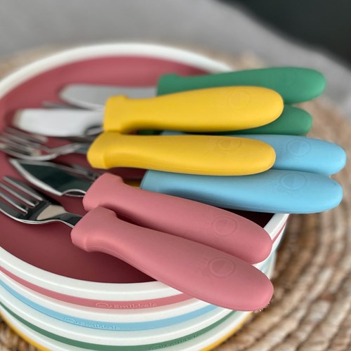 Smikkels - Couverts enfant en silicone 3 pièces - Bleu-2