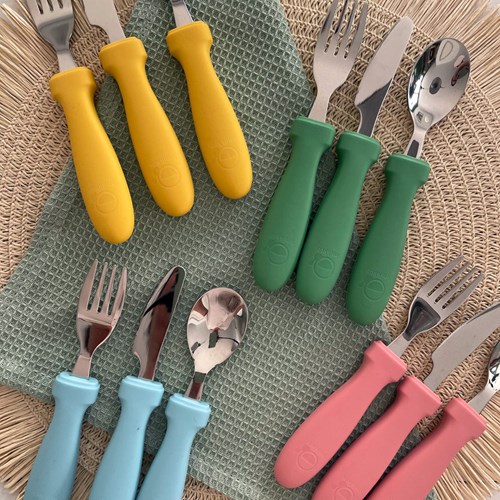 Smikkels - Couverts enfant en silicone 3 pièces - Vert-3