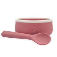 Smikkels - Bol enfant en silicone avec cuillère - Rose