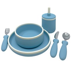 Smikkels service de table enfant silicone bleu - vaisselle durable