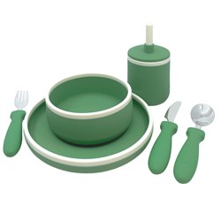 Smikkels vaisselle enfant silicone set vert sans BPA durable