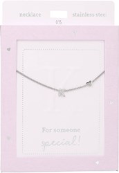 Collier Depesche Heart of Gold argenté avec lettre K et cristal