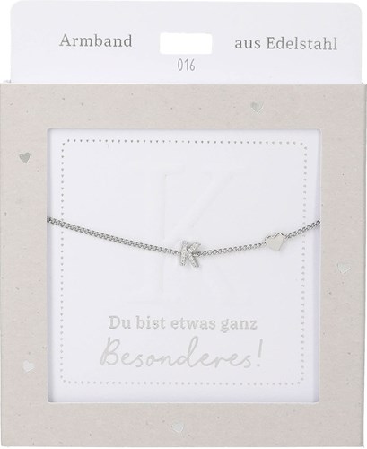 Depesche bracelet argenté avec lettre K et cœur - bijou d'amitié