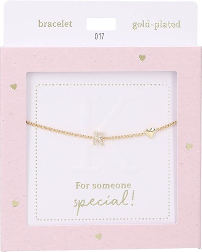 Depesche bracelet Heart of Gold avec lettre K - doré et cristal