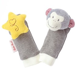 Käthe Kruse chaussettes d'activité singe Carlo - chaussettes bébé grises avec son