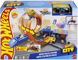Hot Wheels jouet City Super Poste de Police - Coffret de jeu police