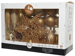 Decoris boules de Noël plastique set 60 pièces or décoration luxe
