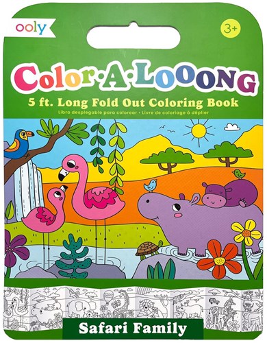 Ooly - Livre de coloriage pliable Color-A-Looong pour enfants (famille Safari)
