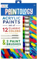 Ooly set de peintures acryliques - couleurs classiques - 12 tubes et 2 pinceaux