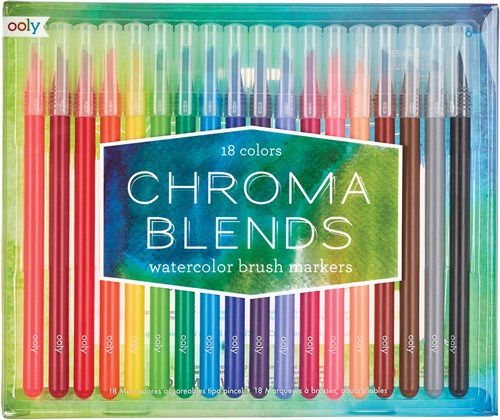 Ooly marqueurs aquarelle Chroma Blends pinceaux set 18 couleurs