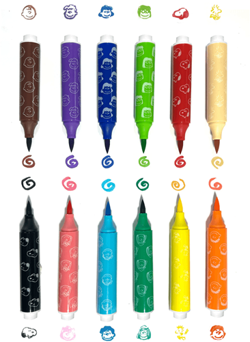 Ooly feutres Peanuts marqueurs pinceau et tampon double face 12 couleurs-3