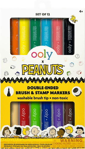 Ooly feutres Peanuts marqueurs pinceau et tampon double face 12 couleurs