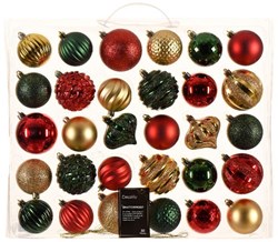 Decoris boules de Noël plastique mix décoration sapin 30 pièces traditionnel