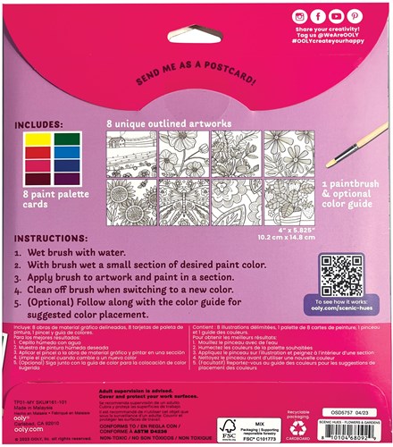 Ooly - Teintes pittoresques D.I.Y. Kit d'art aquarelle - Fleurs et jardins (ensemble de 17 pièces)-2