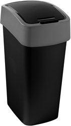 Curver poubelle Flip Bin 50L noir argent - grande poubelle
