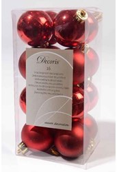 Decoris boules de Noël rouges plastique 16 pièces 4cm décoration sapin