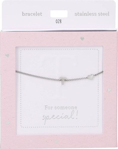 Depesche bracelet Heart of Gold argenté avec lettre T cristal