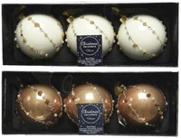 Decoris boules de Noël en verre lot de 3 camel 8cm décoration Noël