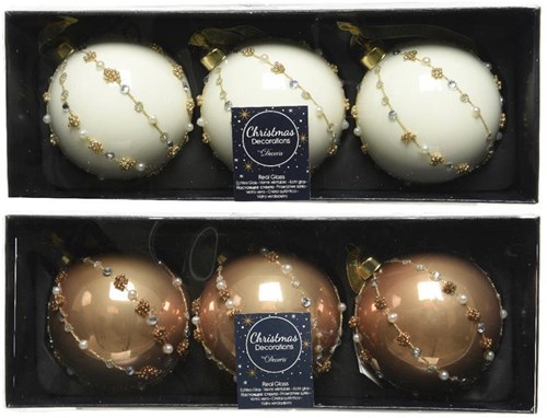 Decoris boules de Noël en verre lot de 3 camel 8cm décoration Noël