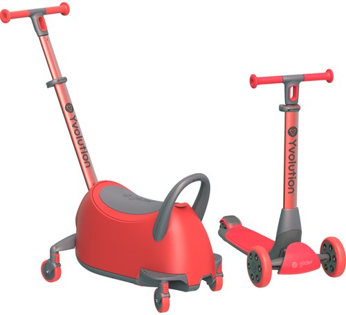 Yvolution trottinette enfant Y Glider Luna 5-en-1 rouge - Trottinette évolutive avec rangement-2