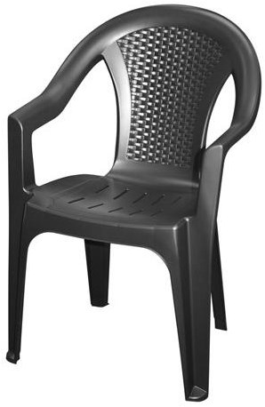 ProGarden chaise de jardin plastique anthracite empilable effet rotin 54x56x81 cm