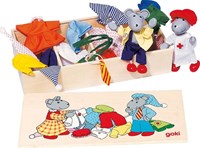 Goki souris maison de poupée jouet en bois avec vêtements et accessoires