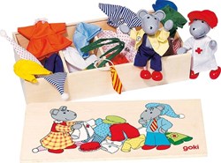 Goki souris maison de poupée jouet en bois avec vêtements et accessoires