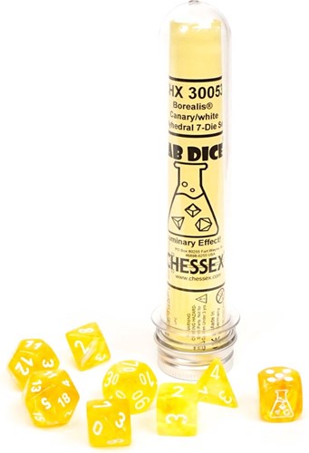 Chessex dés Borealis Polyhedral Canary/White Luminary set 7 pièces