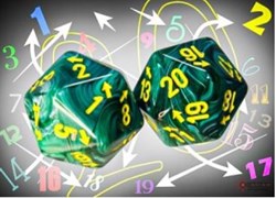 Chessex dé Vortex Malachite/jaune d20 Countup&down gaming