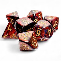 Chessex dés Scarab Blue Blood/gold Mega-Hedral set 7 pièces