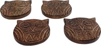 Van Manen dessous de verre hibou bois de manguier 10x10cm décoratif-2