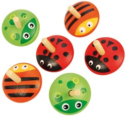 BigJigs toupie en bois animaux - jouet toupie coloré