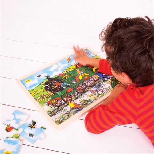 BigJigs puzzle en bois train - 24 pièces - jouet éducatif-3