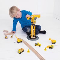 BigJigs grue en bois véhicules de construction - coffret 13 pièces-3