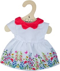 Bigjigs - Robe à fleurs blanches avec col rouge - Large