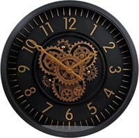 Radarklok Vincent horloge mural noir or métal vintage industriel 46cm